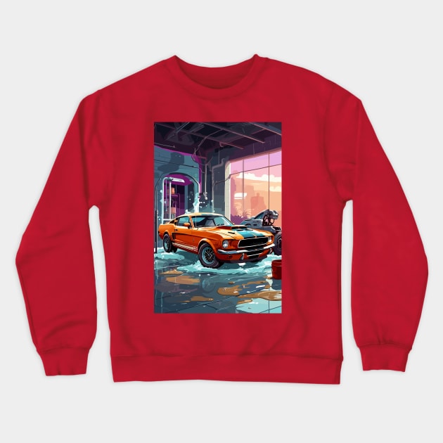 Classic American Shelby Orange Muscle Car Crewneck Sweatshirt by VENZ0LIC